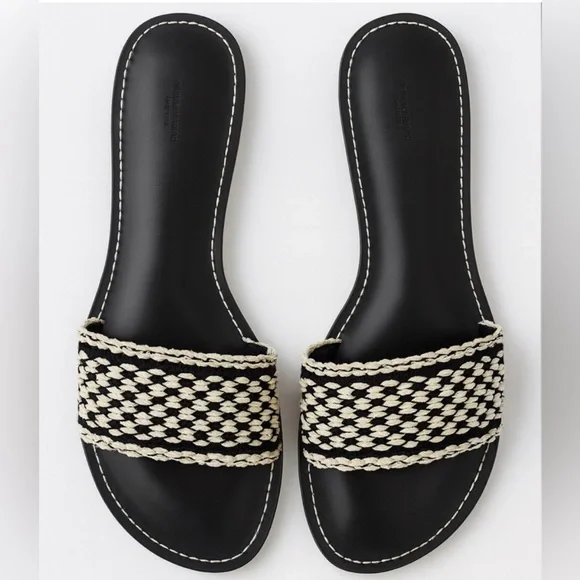 rag & bone Melrose Crochet Flat Slide – Black/Ivory – 9.5 – New, Unworn - Picture 1 of 6